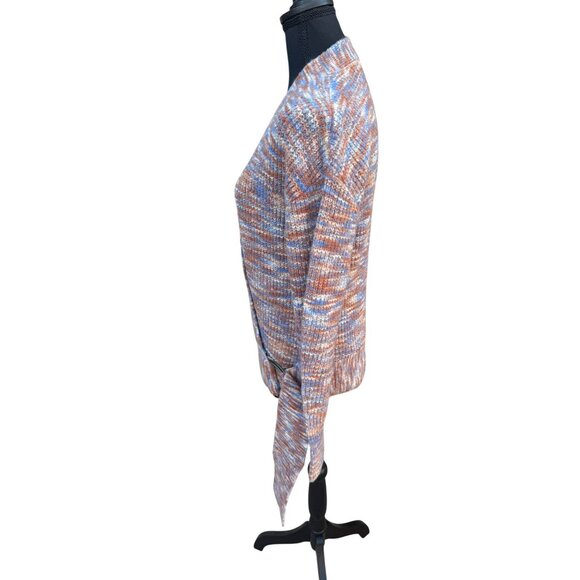 Nine West Purple Knitted Wrap Cardigan Sweater Brass Ring  S Multicolor Yarn - Picture 6 of 13